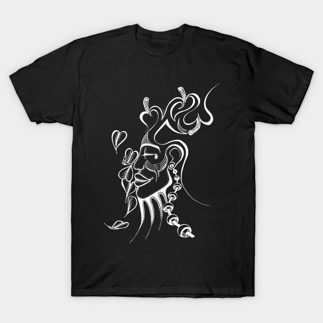 Meditation Doodle White T-Shirt by Mijumi Doodles